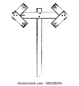 monochrome contour of wooden pointer direction path vector illustration