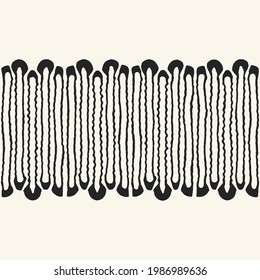 Monochrome Contoured Ornate Stripes Pattern