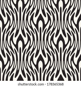 Monochrome Contoured Petals Ornate Pattern 