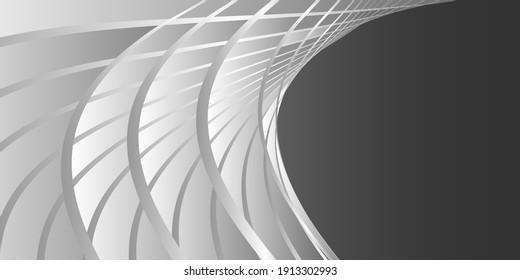 Monochrome cover design, abstract background. Grayscale, Wavy parallel gradient lines. Trendy banner, poster. EPS vector