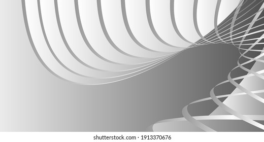 Monochrome cover design, abstract background. Grayscale, Wavy parallel gradient lines. Trendy banner, poster. EPS vector