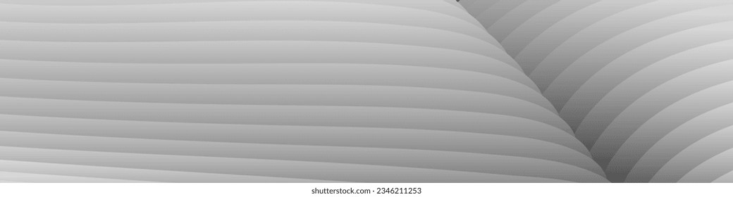 Monochrome cover design, abstract background. Wavy silver parallel gradient lines, ribbons, silk. Black and white with shades of gray banner, poster. eps vector