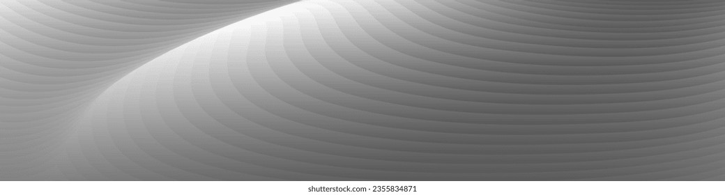 Monochrome cover design, abstract background. Wavy silver parallel gradient lines, ribbons, silk. Black and white with shades of gray banner, poster. eps vector