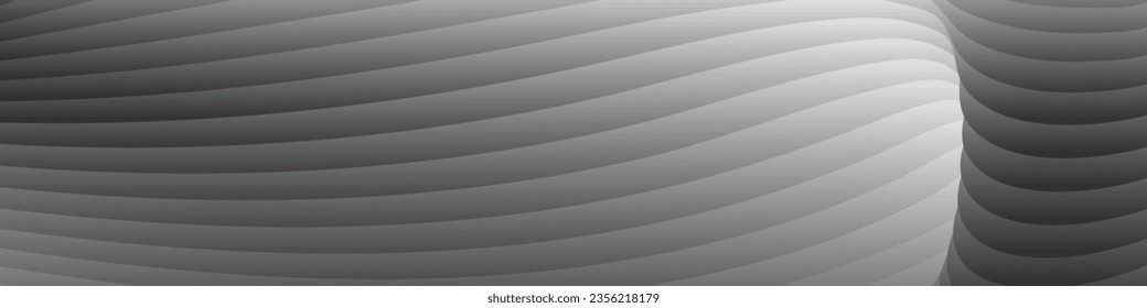 Monochrome cover design, abstract background. Wavy silver parallel gradient lines, ribbons, silk. Black and white with shades of gray banner, poster. eps vector