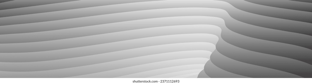 Monochrome cover design, abstract background. Wavy silver parallel gradient lines, ribbons, silk. Black and white with shades of gray banner, poster. eps vector