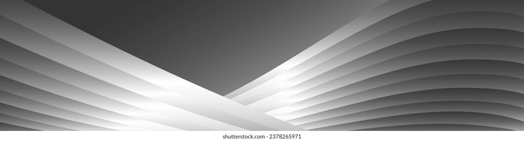 Monochrome cover design, abstract background. Wavy parallel gradient lines, ribbons, silk. Black and white banner, poster. eps vector