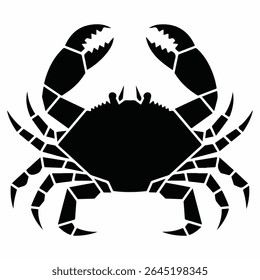 Silhueta de Caranguejo Monocromática com Garras Grandes e Pernas Afiadas Representando Temas Náuticos e Ilustrações de Frutos do Mar para Elementos de Design
