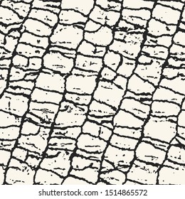 Monochrome Cracked Grained Textured Distressed Background. Seamless Pattern.