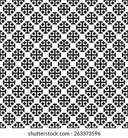 Monochrome cross seamless pattern. Black&white vector illustration