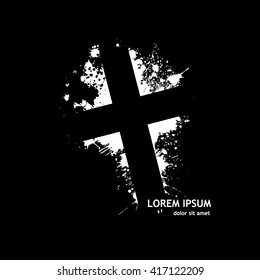 monochrome Cross from the stains of paint. Vector