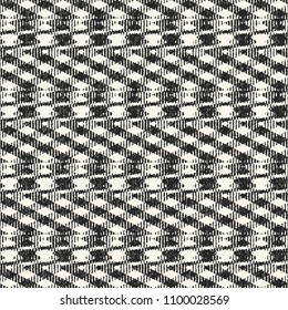 Monochrome Cross Stroke Striped Complexity Textured Background. Seamless Pattern.