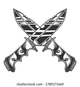 Einfarbige Kreuzmesser, Vektorbild, Retro-Stil. Einzeln auf weißem Hintergrund.