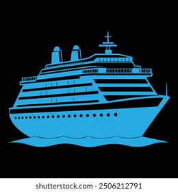 Vector de crucero monocromo: Arte de Clip náutico blanco y negro