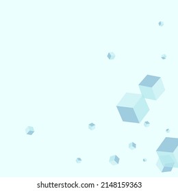 Monochrome Cube Background Blue Vector. Geometric Cover Design. Gray Block Group Card. Flow Template. Sky Blue Minimal Square.