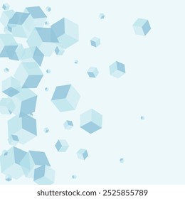 Monochrome Cube Background Blue Vector. Cubic Effect Illustration. Grey Geometric Group Card. Light Texture. Gray Futuristic Box.