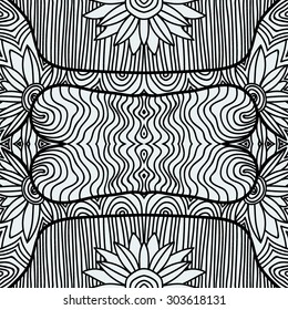 Monochrome Curly Abstract Seamless Doodle Pattern