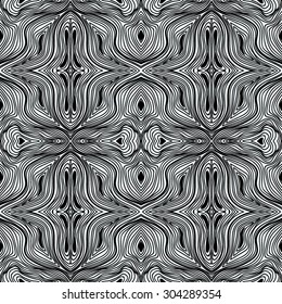 Monochrome Curly Abstract Seamless Doodle Pattern