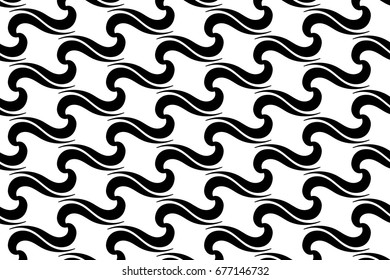 Monochrome curly line mesh pattern