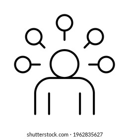 Monochrome current tasks icon vector illustration. Outline simple business man with important to do list isolated on white. Time management, multitasking and working process organization scheme