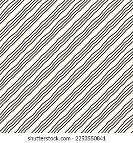 Monochrome Curved Contour Textured Diagonal Striped Pattern