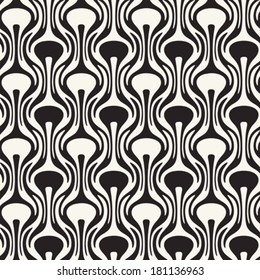 Monochrome Curved Folk Ornate Pattern