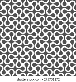 Monochrome curved geometric seamless pattern. Vector background