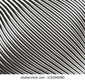 monochrome curved lines geometric pattern wavy effect vector background