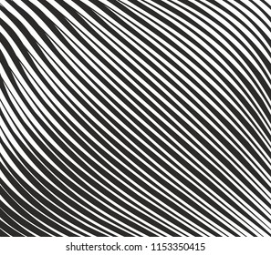 monochrome curved lines geometric pattern wavy effect vector background black and white