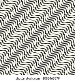 Monochrome Curved Striped Optical Graphic Pattern