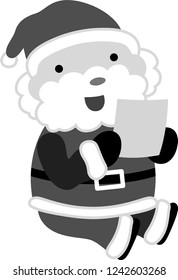 Monochrome Cute Fat Mr. Santa Claus
