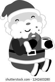 Monochrome Cute Fat Mr. Santa Claus