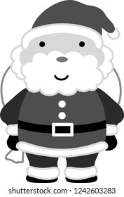 Monochrome Cute Fat Mr. Santa Claus
