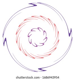 monochrome cyclic, cycle concentric rings. revolved spiral, vortex, whorl. abstract circular, radial loop shape, element