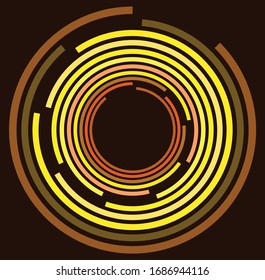 monochrome cyclic, cycle concentric rings. revolved spiral, vortex, whorl. abstract circular, radial loop shape, element
