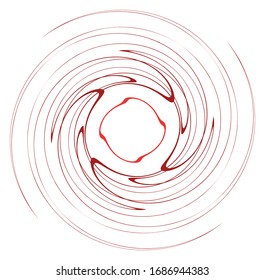 monochrome cyclic, cycle concentric rings. revolved spiral, vortex, whorl. abstract circular, radial loop shape, element