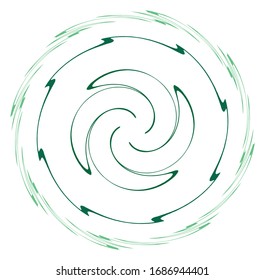 monochrome cyclic, cycle concentric rings. revolved spiral, vortex, whorl. abstract circular, radial loop shape, element