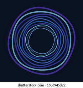 monochrome cyclic, cycle concentric rings. revolved spiral, vortex, whorl. abstract circular, radial loop shape, element