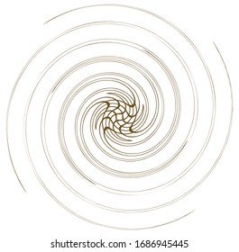 monochrome zyklische Zyklusringe, konzentrische Zyklusringe. Drehspirale, Wirbel, Kordel. abstrakter Kreislauf, Form der Radialschleife, Element