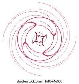 monochrome cyclic, cycle concentric rings. revolved spiral, vortex, whorl. abstract circular, radial loop shape, element
