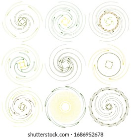 monochrome zyklische Zyklusringe, konzentrische Zyklusringe. Drehspirale, Wirbel, Kordel. abstrakter Kreislauf, Form der Radialschleife, Element