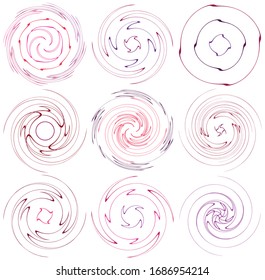monochrome cyclic, cycle concentric rings. revolved spiral, vortex, whorl. abstract circular, radial loop shape, element
