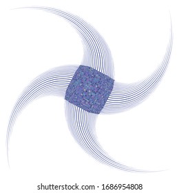 monochrome cyclic, cycle concentric rings. revolved spiral, vortex, whorl. abstract circular, radial loop shape, element