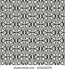 Monochrome Damaged Folk Ornate Textured Pattern