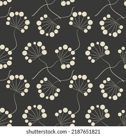 monochrome dandelion textile seamless pattern