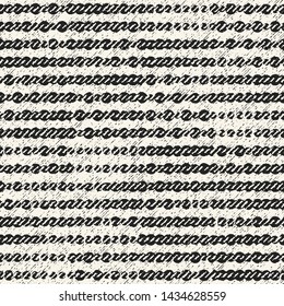 Monochrome Dashed Broken Striped Brushed Textured Background. Seamless Pattern.