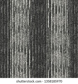 Monochrome Dashed Striped Brushed Effect Textured Background. Seamless Pattern.