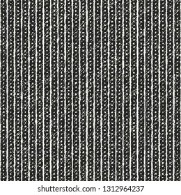 Monochrome Dashed Striped Brushed Textured Background. Seamless Pattern.