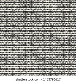 Monochrome Dashed Striped Variegated Stroke Textured Background. Seamless Pattern. 
