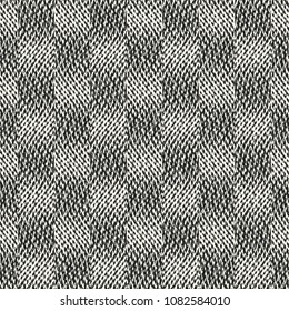 Monochrome Dashed Textured Subtle Checked Motif. Seamless Pattern.