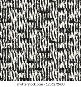 Monochrome Dashed Variegated Stroke Textured Distressed Background. Seamless Pattern.